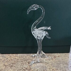 Elegant Clear Glass Flamingo Sculpture